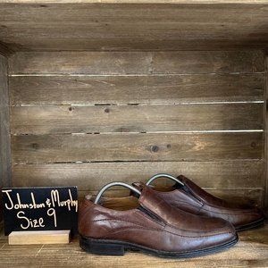 Mens Johnston & Murphy Brown Leather Casual Slip On Loafers Shoes Size‎ 9 M GUC